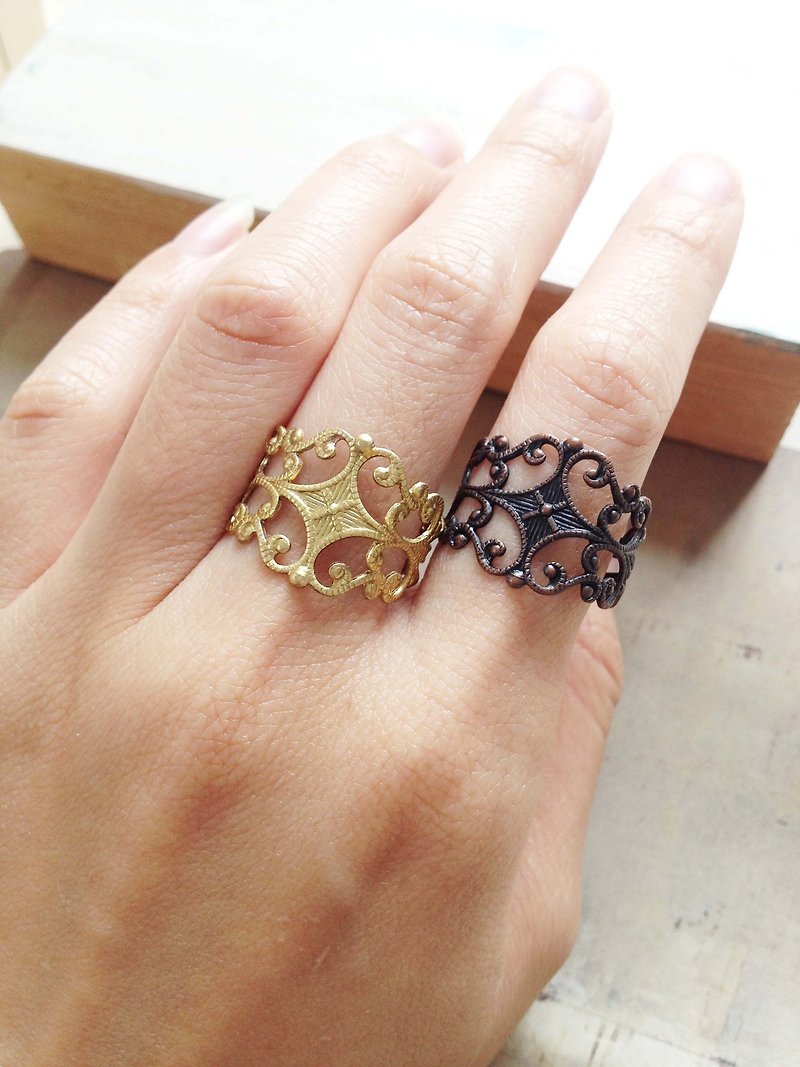 Nostalgic retro classic flower-gold or copper ring - General Rings - Other Metals Gold