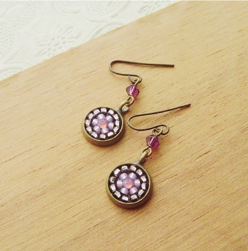 Valentines Day gifts :: :: bright tile mosaics * Small (purple / drape paragraph). Earrings. Collage. Gradient. Flower - Earrings & Clip-ons - Other Metals Purple