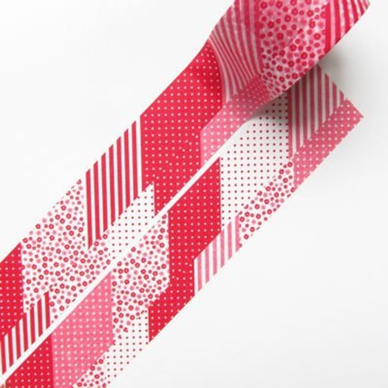 Aimez le style 寬版 和紙膠帶 (00507 碎花拼貼-紅色) - 紙膠帶 - 紙 紅色