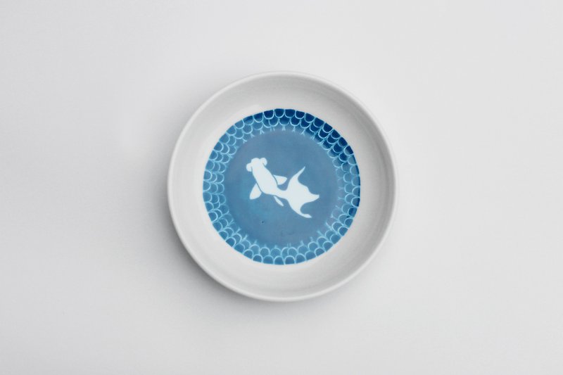 金魚パターンソーサー - 小皿 - その他の素材 ブルー