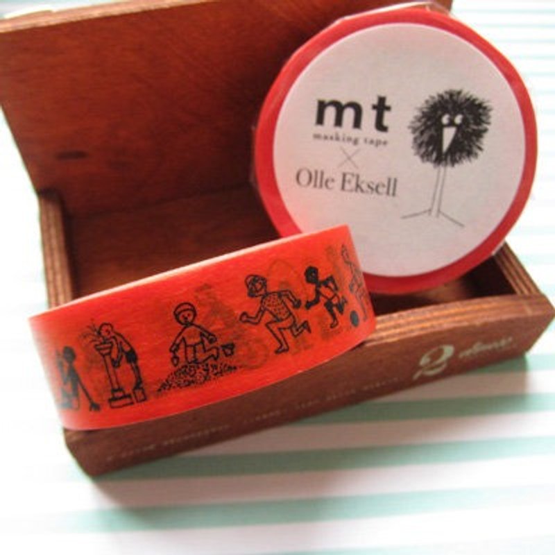 mt 和紙膠帶北歐系列Olle Eksell【Kids(MTOLLE02)】生產完了品 - 紙膠帶 - 紙 橘色