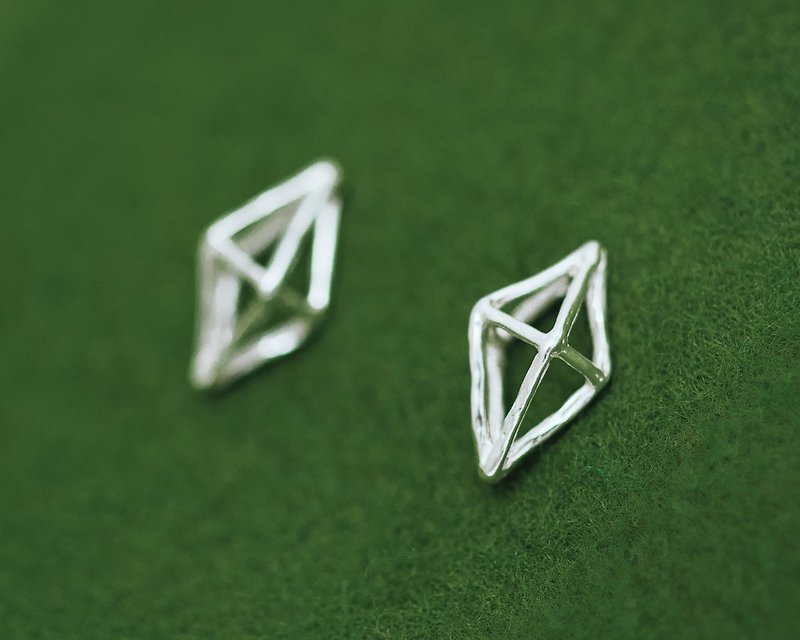 Jungle Gym earrings - geometric earrings - allergy free earrings - high purity - Earrings & Clip-ons - Other Metals Silver