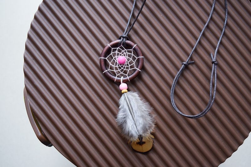 Dream Catcher // Necklace // Pink - Necklaces - Other Materials Red