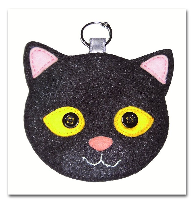 Cat Card Holder-003 - ID & Badge Holders - Other Materials Black