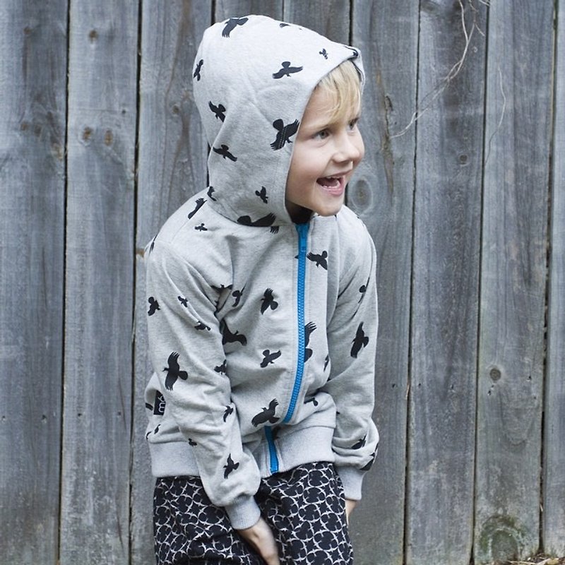 【北歐童裝】冰島有機棉內鋪棉外套1歲至4歲 藍/灰色 - 男/女童外套 - 棉．麻 灰色
