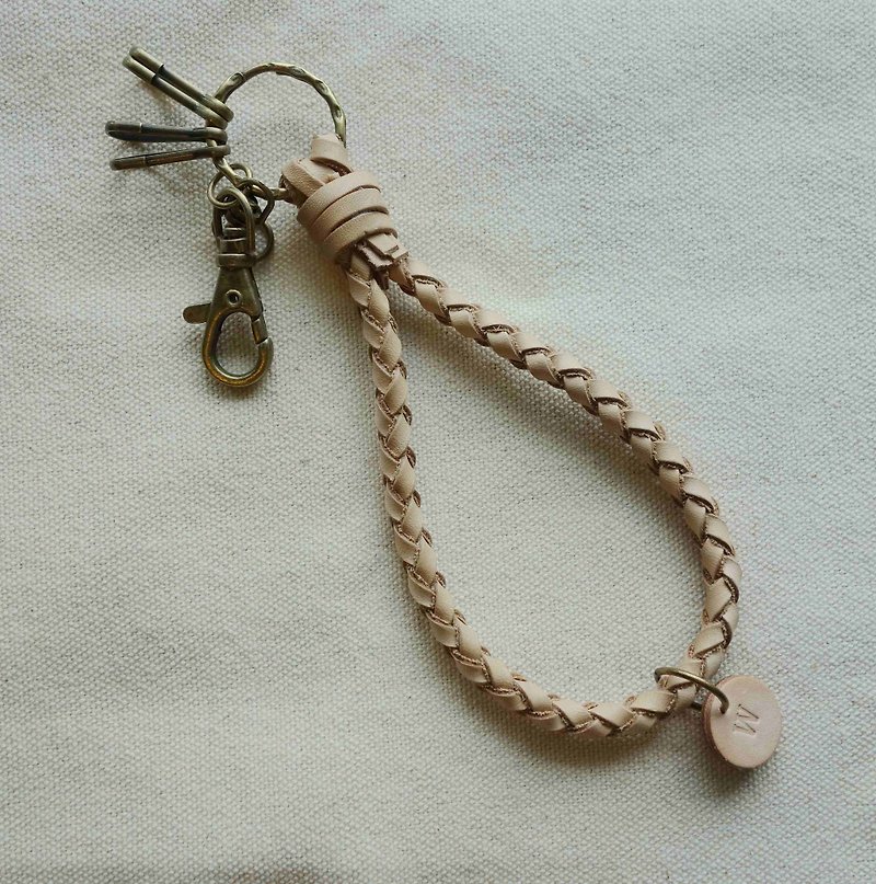 ~ M + Bear ~ not forget the original intention of the original leather braided key rings (leather cowhide) braided key rings - Keychains - Genuine Leather Brown