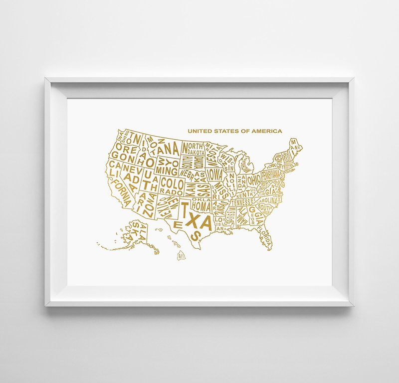 USA MAP  可客製化 掛畫 海報 - 牆貼/牆身裝飾 - 紙 