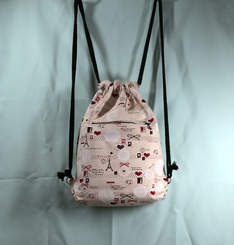 After the beam port backpack full of love - Drawstring Bags - Cotton & Hemp Multicolor