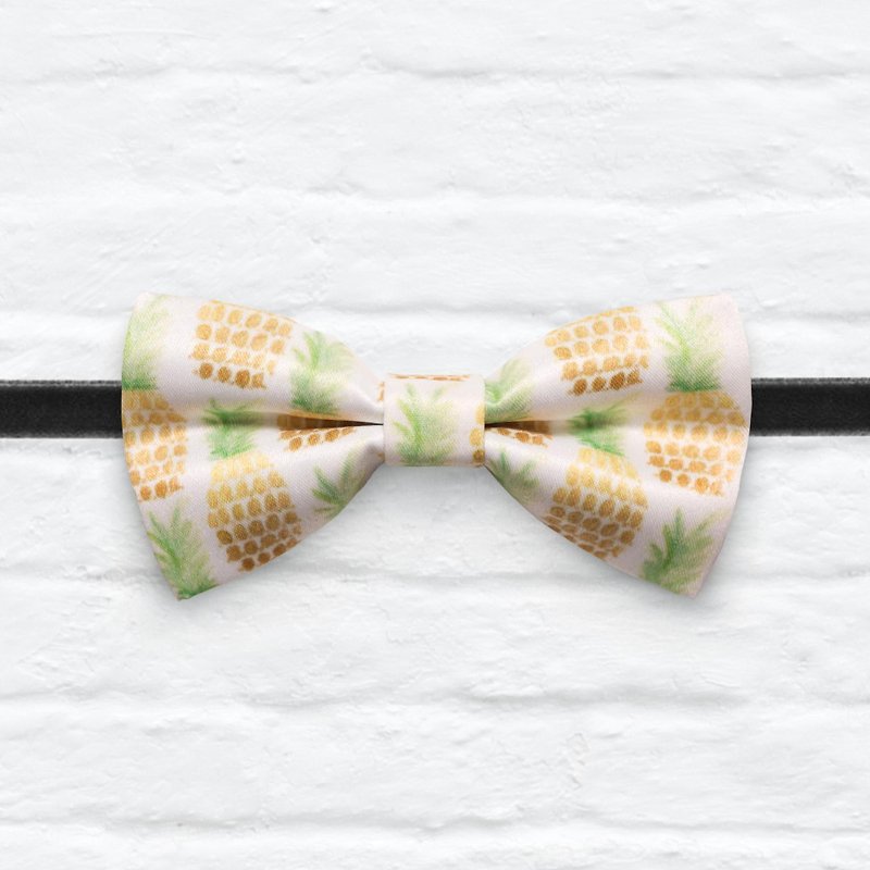 Style 0038  夏日鳳梨 印花 系列 領結 Summer Pineapple pattern bowtie - 頸鏈 - 其他材質 黃色
