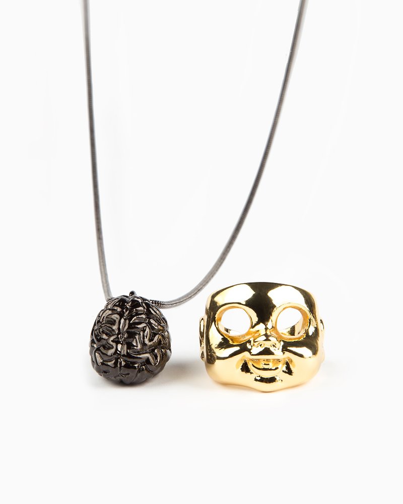 Recovery x Brainfart55 / Brain Necklace + Baby Ring (Large) - Necklaces - Other Metals 