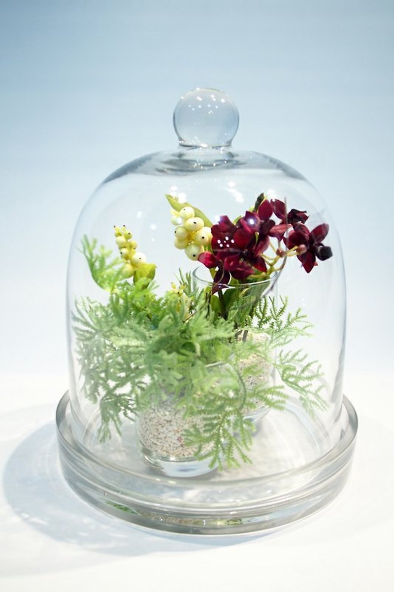 【人造花藝】玻璃花園系列-B<酒紅蘭花> - 植栽/盆栽 - 其他材質 