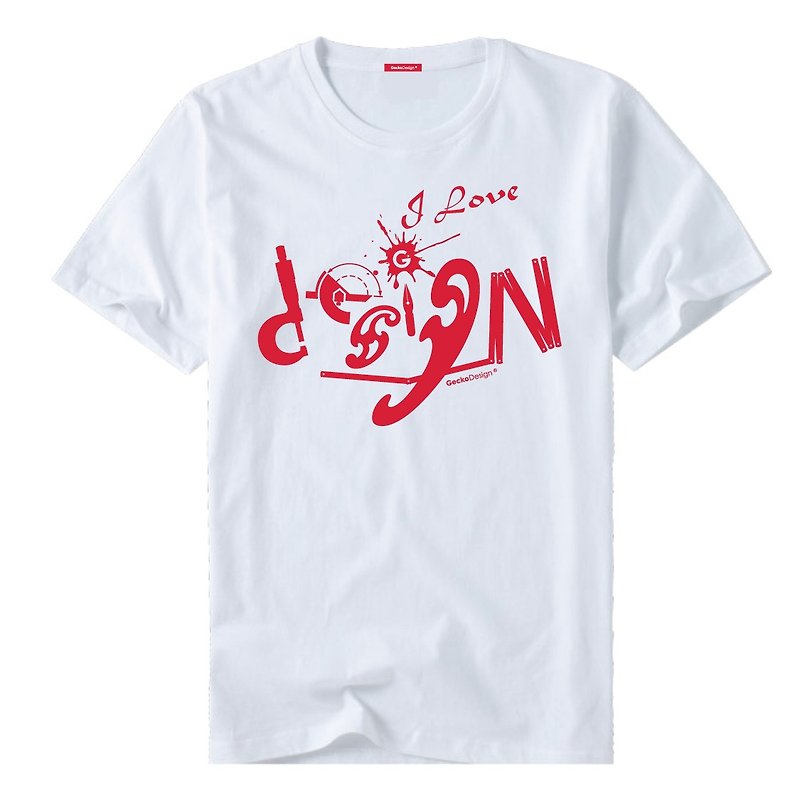 I Love Design T-shirt (Men)_White/Blue/Red - Men's T-Shirts & Tops - Cotton & Hemp Multicolor