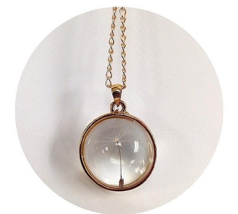 ■AHM Handmade■ 蒲公英玻璃立體球狀金圈吊飾 - 陶藝/玻璃 - 玻璃 金色