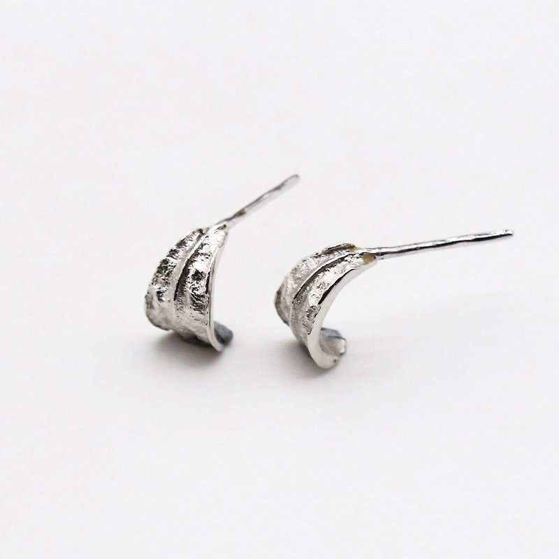 Leaf earrings sterling silver leaf series - Earrings & Clip-ons - Sterling Silver Silver