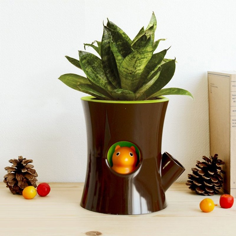 QUALY Squirrel Flower Device (Coffee Cylinder) - Plants - Other Materials Brown