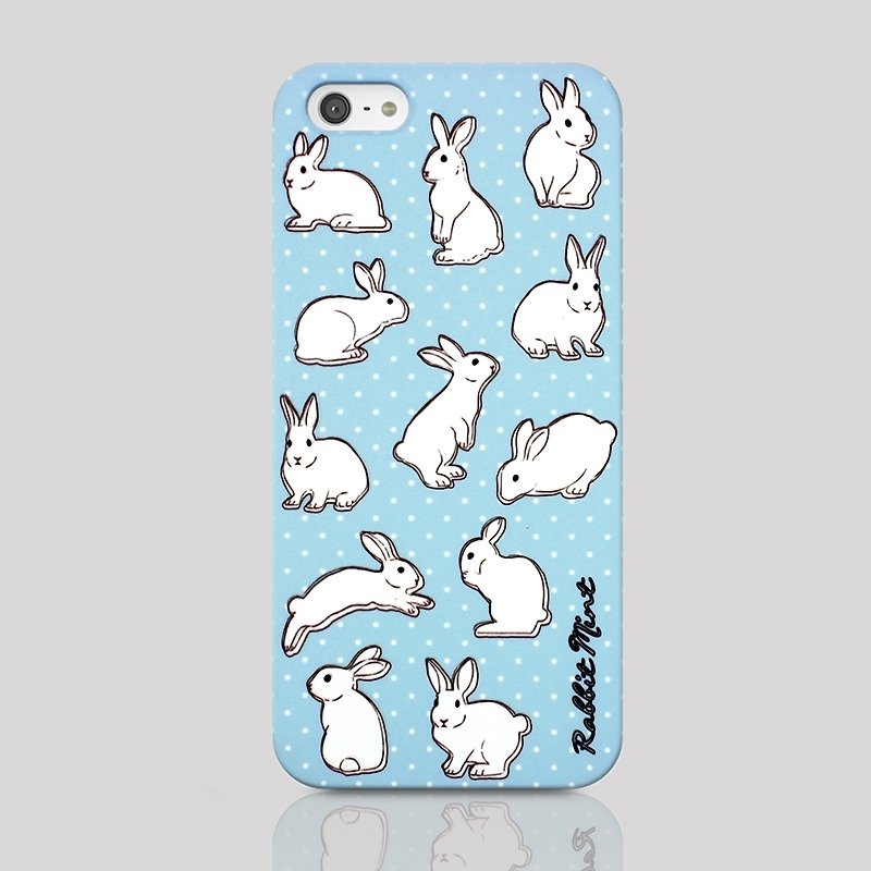 (Rabbit Mint) Mint Rabbit Phone Case - Baby Blue Polka Dot Rabbit - iPhone 5 / 5S (P00029) - เคส/ซองมือถือ - พลาสติก สีน้ำเงิน