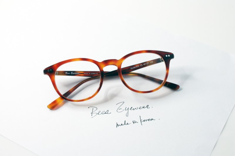 Korea pear-shaped sheet of fine hand-made frame Handmade in Korea Boston Shape eyeglasses frame eyewear A03C3 - กรอบแว่นตา - วัสดุอื่นๆ สีส้ม