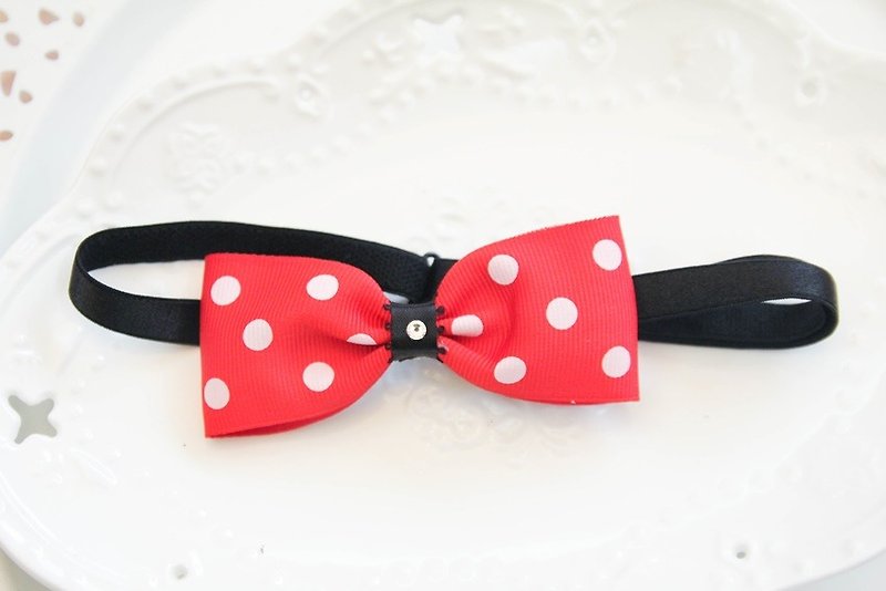 Warm red, full of joy, red dot bow tie - Bibs - Other Materials Red