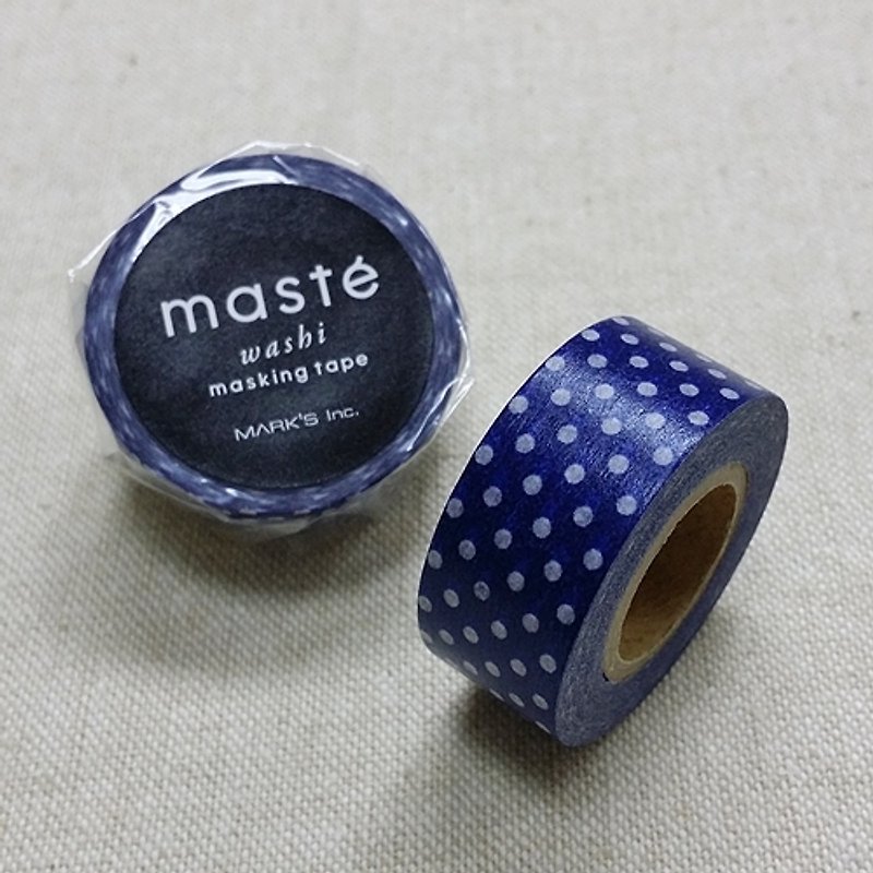 日本 maste 和紙膠帶 Basic 限定系列【水玉點點/海軍藍 (MST-MKT40-NV)】 - Washi Tape - Paper Blue