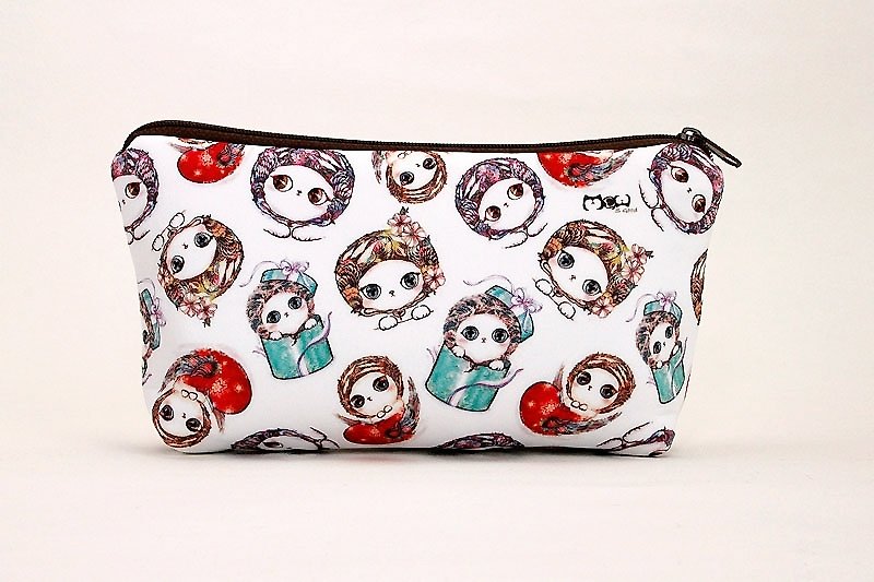 Meow good illustration wind Cosmetic / Pencil - colorful warm cat - Toiletry Bags & Pouches - Other Materials 