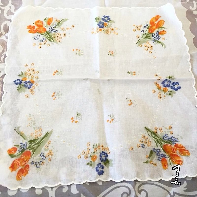 Early American retro floral handkerchief home decoration / decoration / gifts - Other - Cotton & Hemp Multicolor