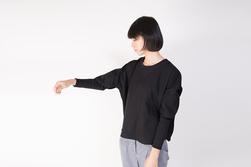 All the beautiful "splicing long-sleeved tops so far - Women's Tops - Other Materials Black
