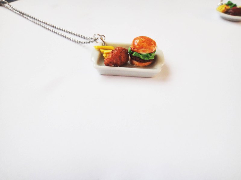 バーガー+フライドポテトネックレス - ネックレス - 紙 オレンジ