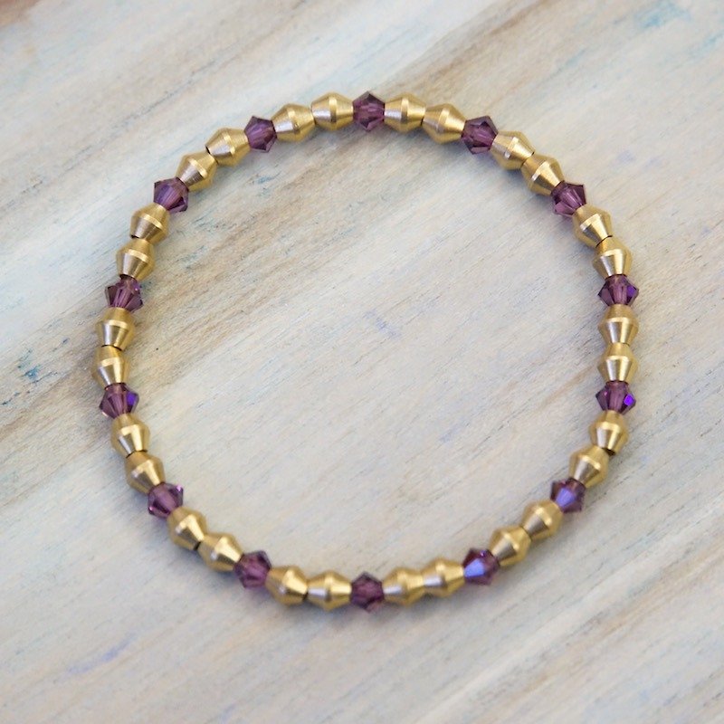 ITS-807 [Ornate Waltz Series, Violet] Crystal/Brass Bracelet. purple. - สร้อยข้อมือ - โลหะ สีม่วง