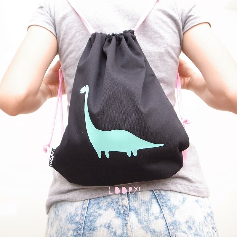 帶著恐龍去玩玩 / 抽繩包包（售完摟！） - Messenger Bags & Sling Bags - Cotton & Hemp 