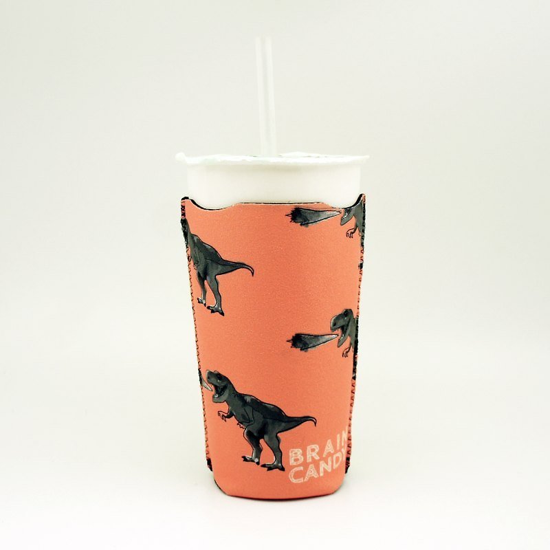 BLR Cup Sleeve  Brain Candy [ Tyrannosaurus ] - Beverage Holders & Bags - Polyester Orange