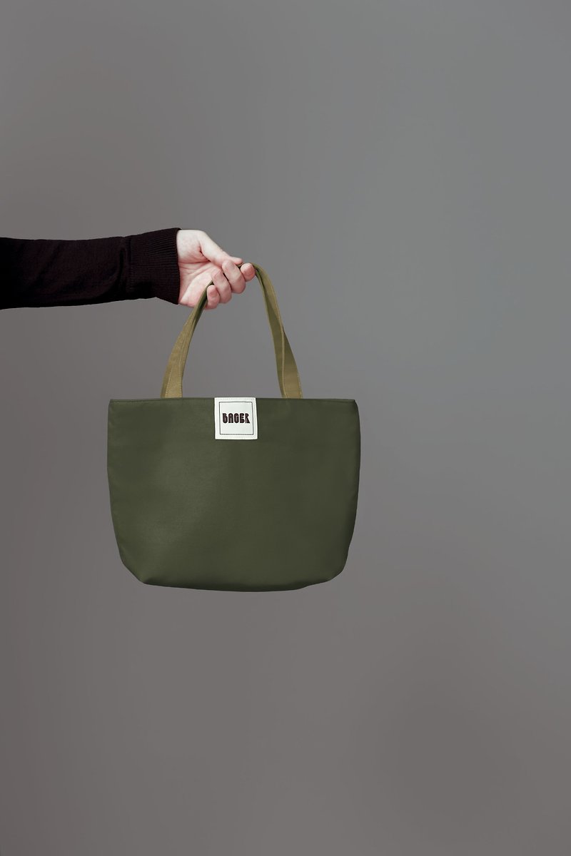 Simple jump color canvas small tote bag / lunch bag / army green + Khaki - Handbags & Totes - Other Materials Multicolor