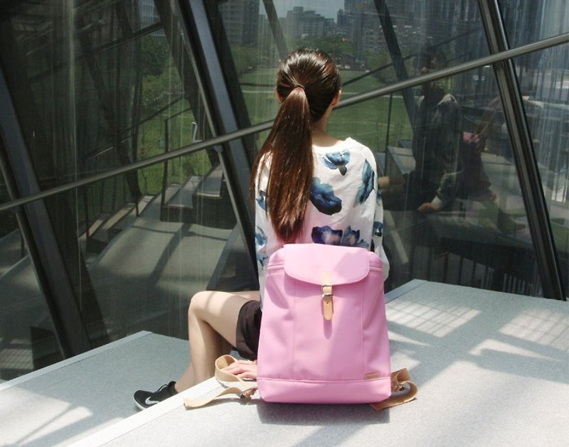 【小清新】元氣厚片包-櫻花粉(MIT台灣製造) - 後背包/書包 - 其他材質 粉紅色