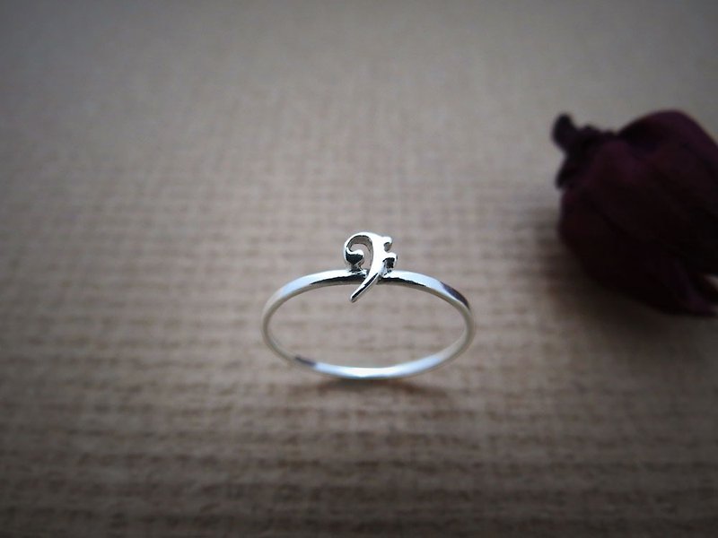 Little Note Series – Bass Clef (925 Sterling Silver Ring) - C percent - General Rings - Sterling Silver Silver
