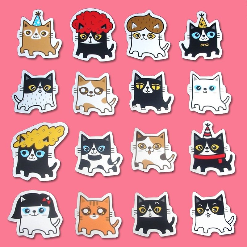Stickers _ fat cats... big stickers 16 - สติกเกอร์ - กระดาษ สีดำ