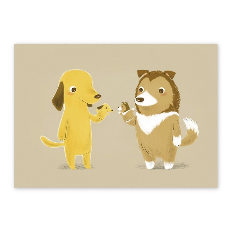 【Poca】Illustrated Postcards: Puppy Series Puppets - Cards & Postcards - Paper Khaki