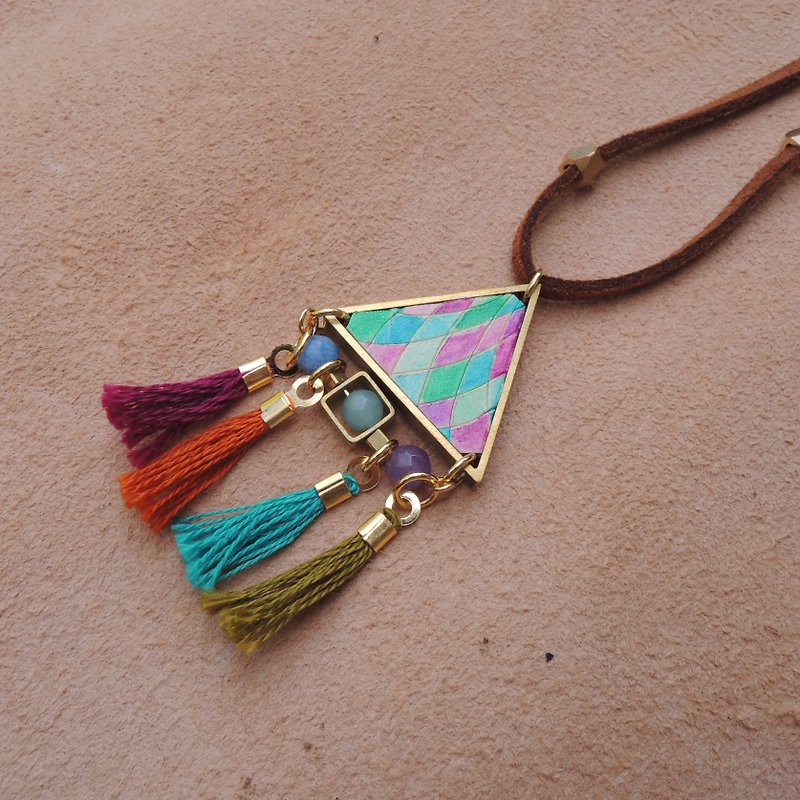 Hippie - colorful handmade leather necklace - สร้อยคอ - หนังแท้ หลากหลายสี