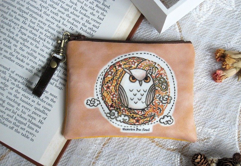 <Animals in the Secret Land>Owl under the starlight coin purse(big size) - Coin Purses - Polyester Orange