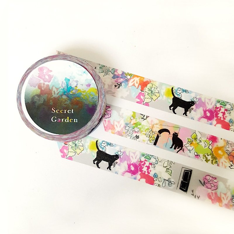 Secret Garden  washi tape craft paper - มาสกิ้งเทป - กระดาษ สีเทา