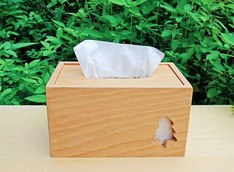 Hinoki Tissue Box Cover - Tree - ของวางตกแต่ง - ไม้ สีทอง