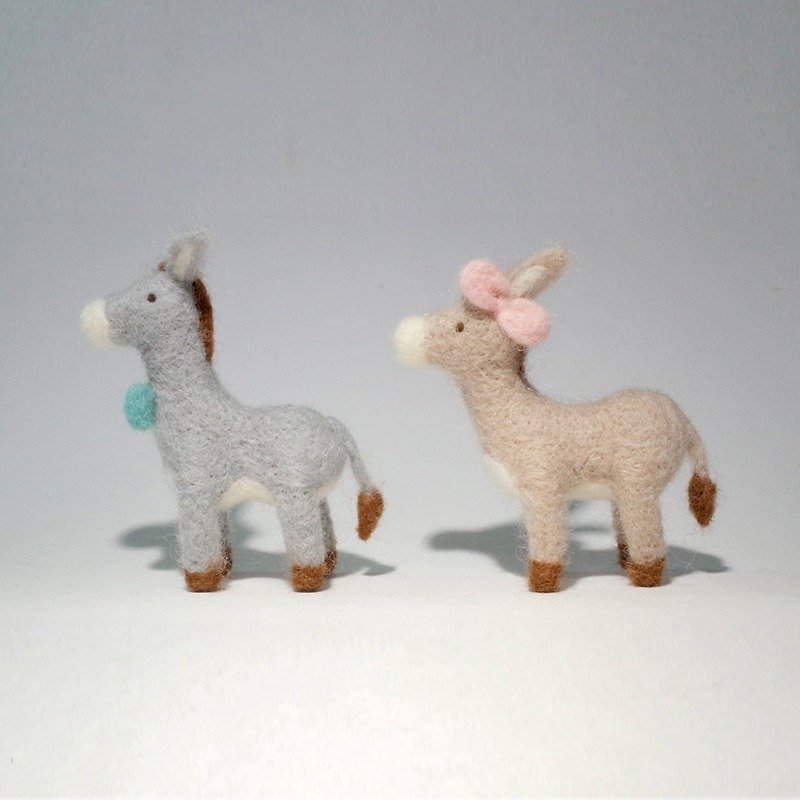 【Q-cute】動物系列-驢子情侶鑰匙圈 - 其他 - 羊毛 