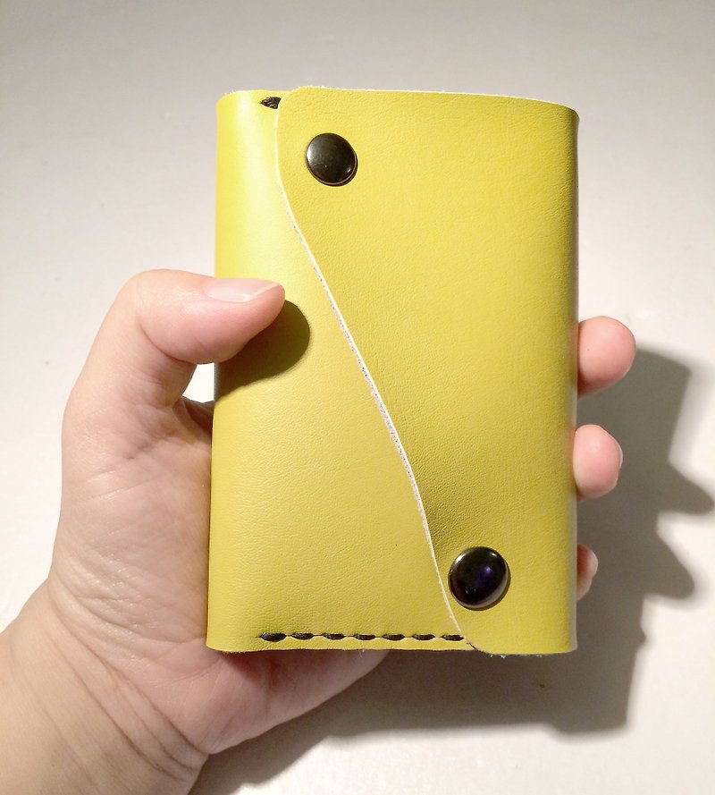 Leather purse all purpose for coin card and money notes Yellow color - กระเป๋าใส่เหรียญ - หนังแท้ สีเหลือง