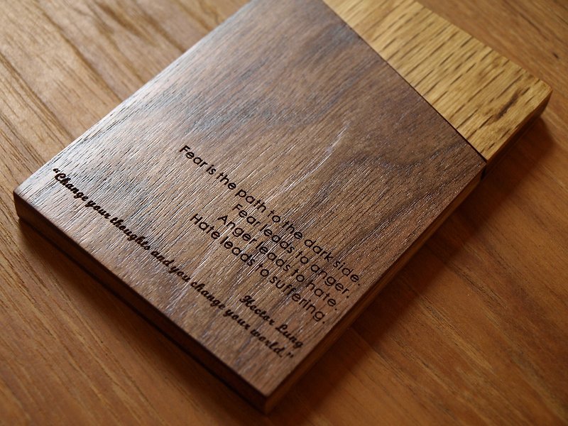 Unic原木拼接設計名片盒 票卡夾【可客製化】 - 卡片套/卡片盒 - 木頭 咖啡色
