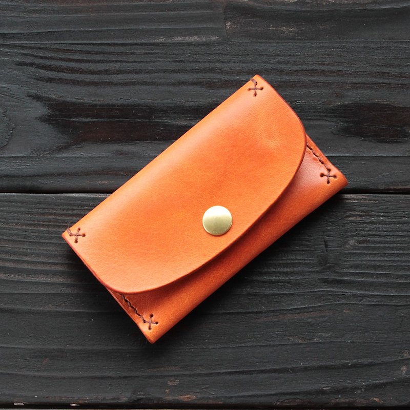 Rustic business card holder∣Autumn maple red hand-dyed vegetable tanned cow leather∣Multiple colors - Card Holders & Cases - Genuine Leather Red
