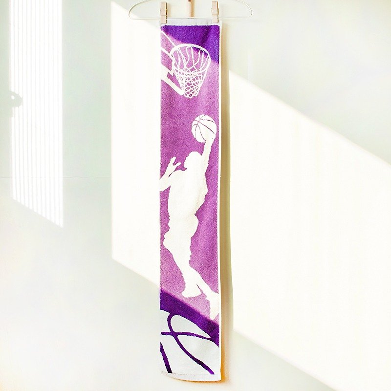I like to see how you look on the court. Purple and white basketball double-sided cotton sports towel - ผ้าขนหนู - ผ้าฝ้าย/ผ้าลินิน สีม่วง