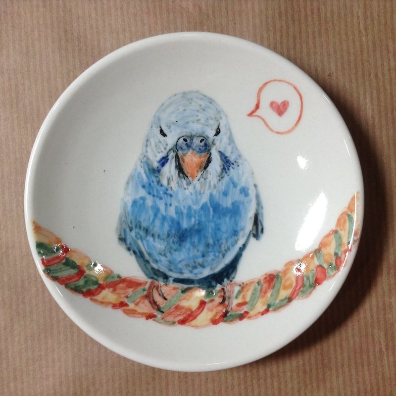 Tiger skin-parrot hand-painted small dish - Small Plates & Saucers - Other Materials Blue