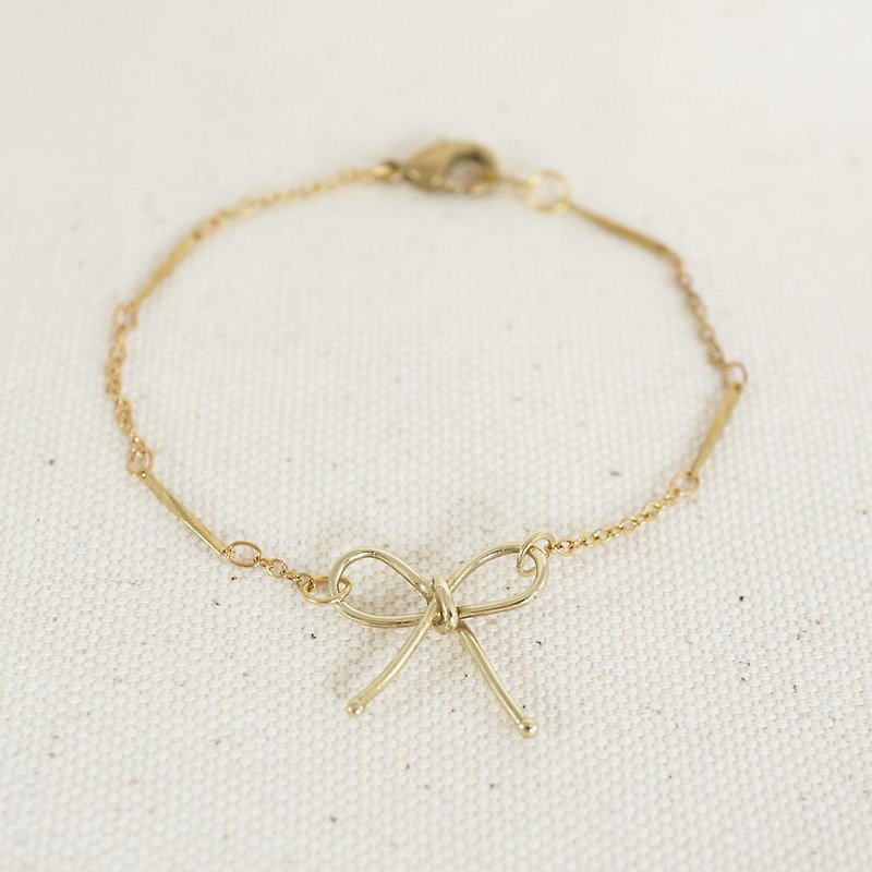 Bow-Knot Pure Brass Bracelet - สร้อยข้อมือ - ทองแดงทองเหลือง สีทอง