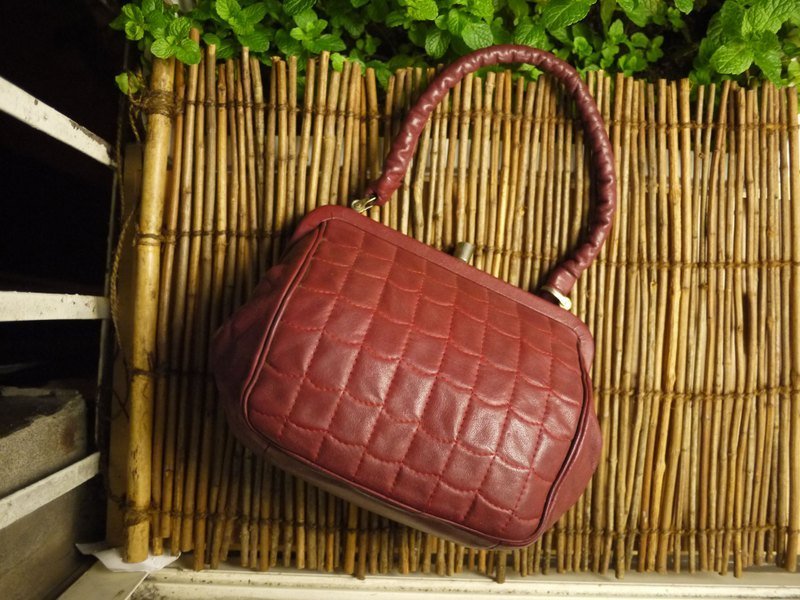 Modern_Times［Ｖintage﹑復古老件﹑舊物 專賣］真皮 格紋 復古手拿包 Made in Japan  - 其他 - 其他材質 紅色