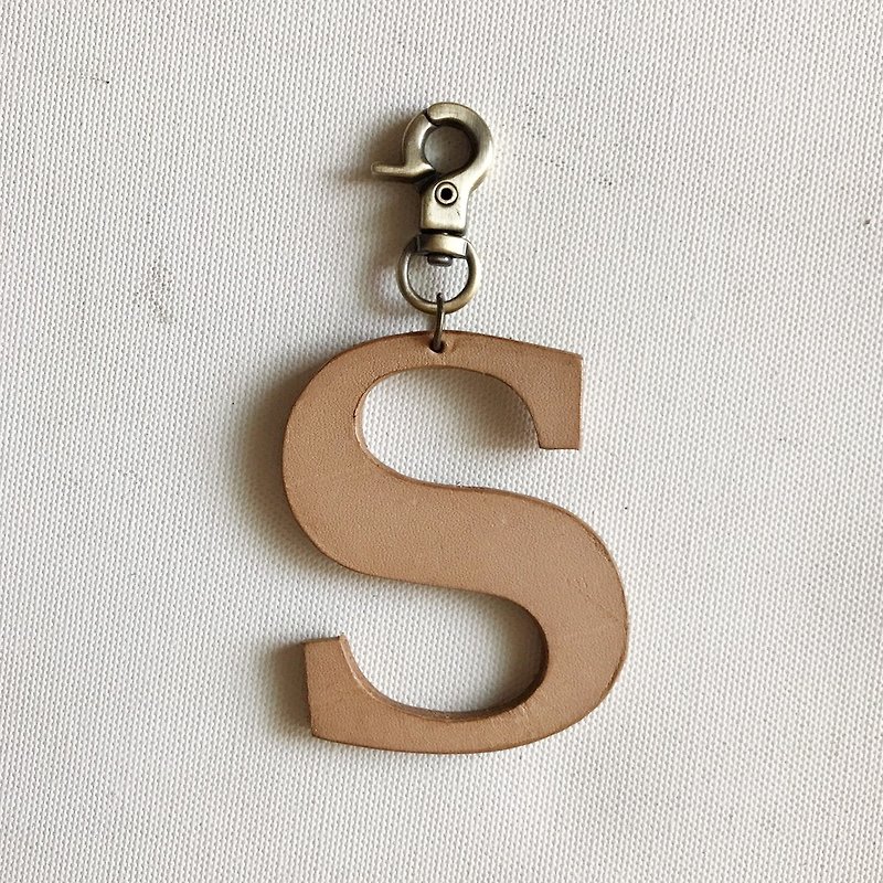 字母皮革吊飾 - 鑰匙圈/鑰匙包 - 紙 橘色