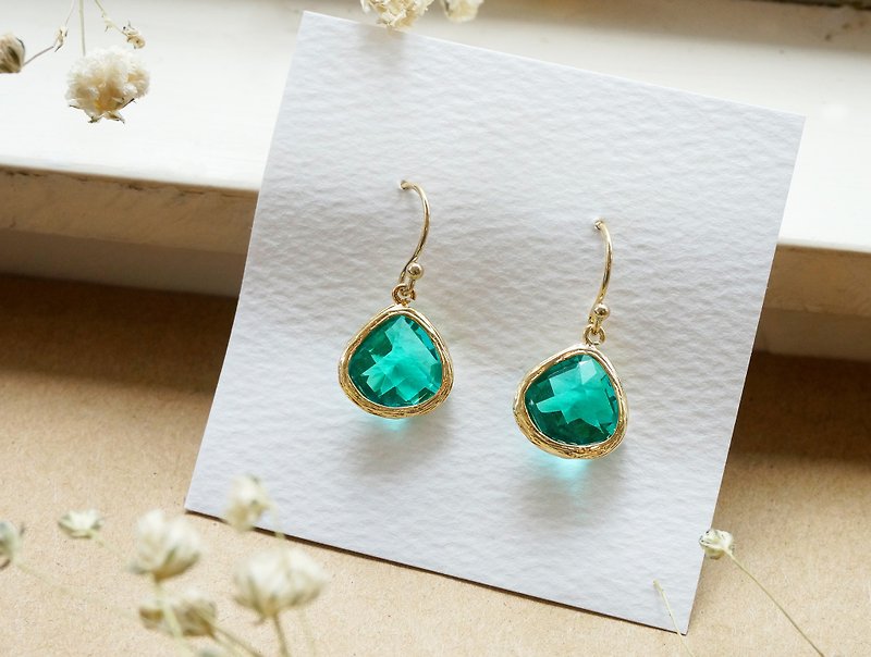 Edith & Jaz • Birthstone Collection - Green Quartz Earrings (August) - Earrings & Clip-ons - Gemstone Green