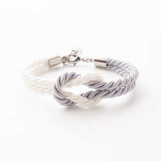 Light grayand white knot rope bracelet